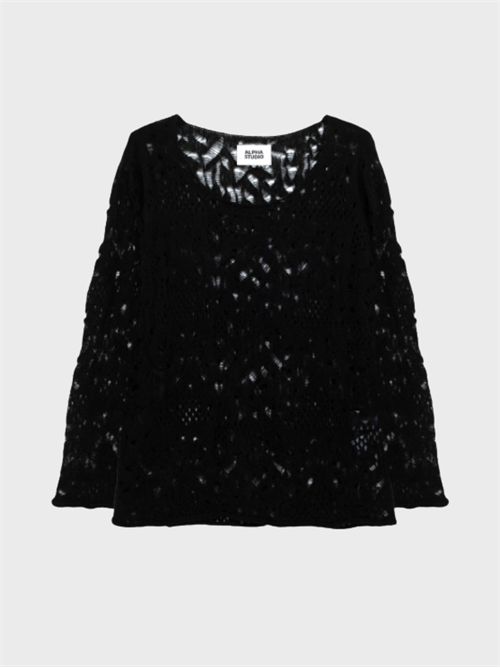Maglia girocollo traforata in alpaca e lana ALPHA STUDIO | AD8511C2357